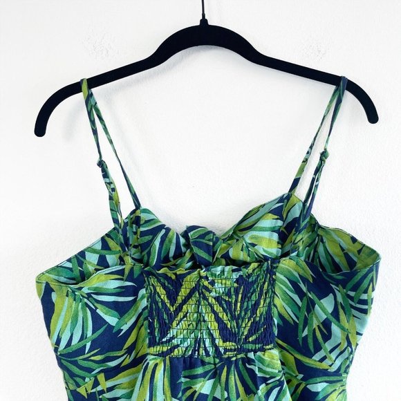 Sofia Jeans Sofia Vergara Tank Top Sz Medium Green Blue Peplum Linen Tropical - Picture 8 of 14